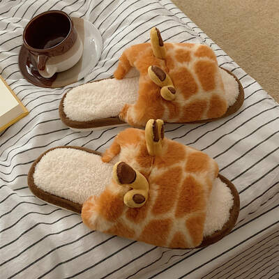 Cute giraffe plush slippers