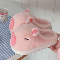 Pink Capybara Plush Slippers - Thumbnail 3