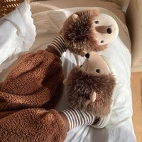 Soft Hedgehog Plush Slippers - Thumbnail 2