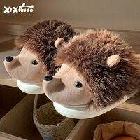 Soft Hedgehog Plush Slippers - Thumbnail 4