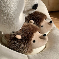 Soft Hedgehog Plush Slippers - Thumbnail 5