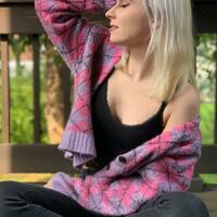 Pastel Purple Diamond Argyle Color Block Knit Sweater Cardigan - Thumbnail 1