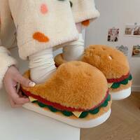 FREE SHIPPING Hamburger Plush Slippers - Thumbnail 2