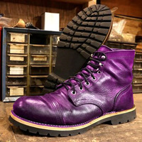 Handmade Made On Order Purple Walking Lace Up Boots - Thumbnail 1