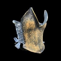 Aged navy blue lace 3 piece wearable ceramic corset by: Nicole Moan  - Thumbnail 1