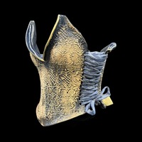 Aged navy blue lace 3 piece wearable ceramic corset by: Nicole Moan  - Thumbnail 7