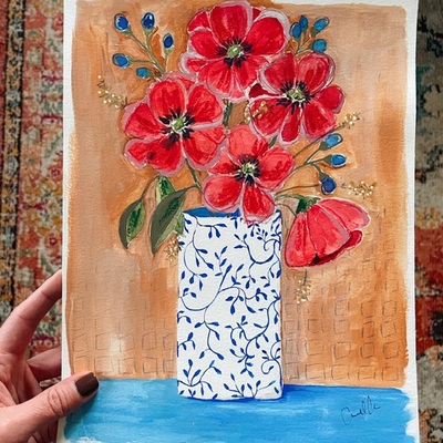 “party of five” original painting on paper