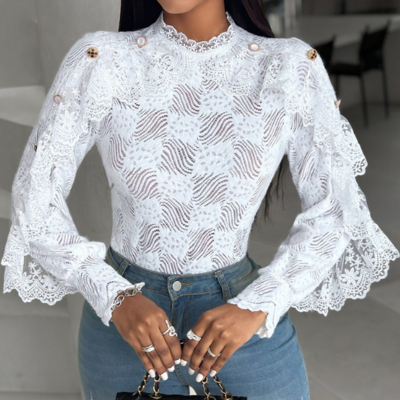 Design jacquard slim long sleeve shirt top