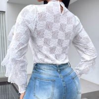 Design Jacquard Slim Long Sleeve Shirt Top - Thumbnail 3