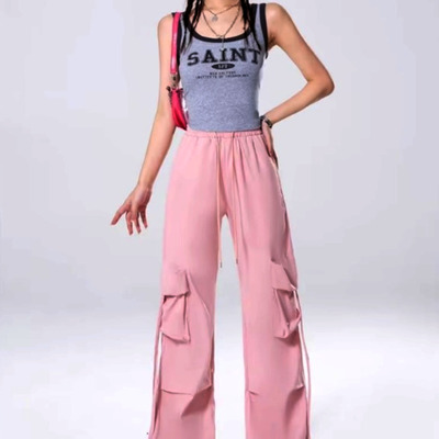 Free ship! stunning happie wide-leg pockets cargo oversize trousers y2k unique rave.