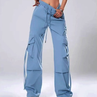FREE SHIP! Stunning Happie Wide-Leg Pockets Cargo Oversize Trousers Y2K Unique Rave. - Thumbnail 6
