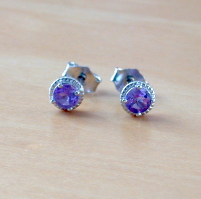 Sterling Silver Amethyst Stud Earrings/Amethyst Earrings/Amethyst Studs/Amethyst Jewellery/Amethyst Jewelry/February Birthstone/UK