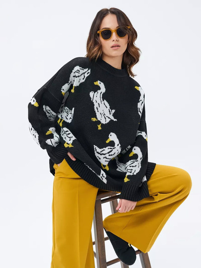 Cute Duck Pattern Knitted Sweater Pullover