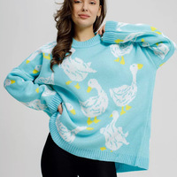 Cute Duck Pattern Knitted Sweater Pullover - Thumbnail 7