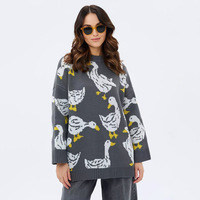 Cute Duck Pattern Knitted Sweater Pullover - Thumbnail 4