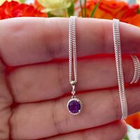 Sterling Silver Amethyst Pendant & Chain/Amethyst Necklace/Amethyst Jewellery/Amethyst Jewelry/February Birthstone/UK - Thumbnail 1