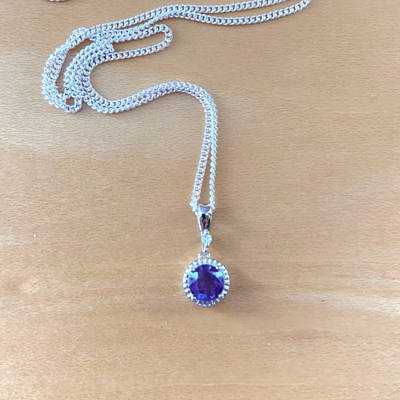 Sterling silver amethyst pendant & chain/amethyst necklace/amethyst jewellery/amethyst jewelry/february birthstone/uk