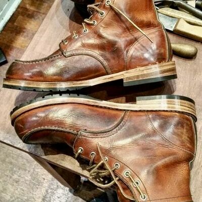 Handmade men's premium edition brown leather boot men s formal lace up boot - Thumbnail 1