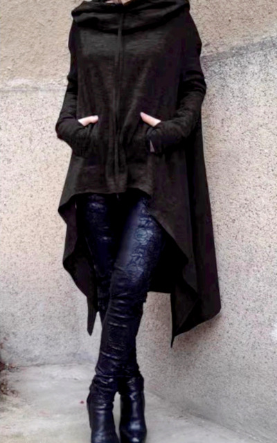 FREE SHIP! Stunning Punk Goth Oversize Knit Sweater Cape Hoodie Outerwear Rave Unique