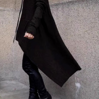 FREE SHIP! Stunning Punk Goth Oversize Knit Sweater Cape Hoodie Outerwear Rave Unique - Thumbnail 2