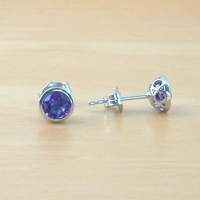 Sterling Silver Amethyst Stud Earrings/Amethyst Earrings/Amethyst Studs/Amethyst Jewellery/Amethyst Jewelry/February Birthstone/UK - Thumbnail 2