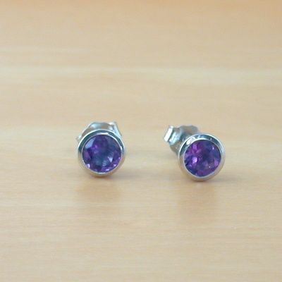 Sterling silver amethyst stud earrings/amethyst earrings/amethyst studs/amethyst jewellery/amethyst jewelry/february birthstone/uk