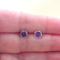 Sterling Silver Amethyst Stud Earrings/Amethyst Earrings/Amethyst Studs/Amethyst Jewellery/Amethyst Jewelry/February Birthstone/UK - Thumbnail 1