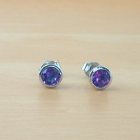 Sterling Silver Amethyst Stud Earrings/Amethyst Earrings/Amethyst Studs/Amethyst Jewellery/Amethyst Jewelry/February Birthstone/UK - Thumbnail 3