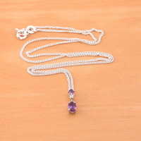  Sterling Silver Amethyst & Cz Pendant & Chain/Amethyst Necklace/Amethyst Jewellery/Amethyst Jewelry/February Birthstone/UK - Thumbnail 2
