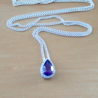 Sterling Silver Amethyst & Cz Teardrop Pendant & Chain/Amethyst Necklace/Amethyst Jewellery/Amethyst Jewelry/February Birthstone/UK - Thumbnail 4