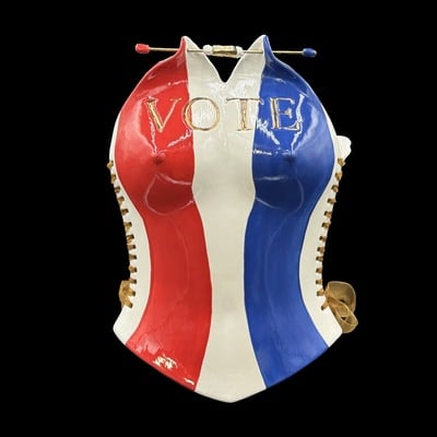Vote 3 piece wearable ceramic corset with 23k gold detail by: nicole moan 
