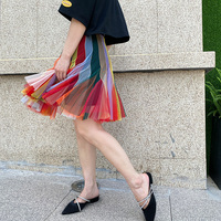 Rainbow Color Tulle Midi Skirt Women Rainbow Tutu Tulle Skirt Custom Plus Size Holiday Outfit - Thumbnail 2
