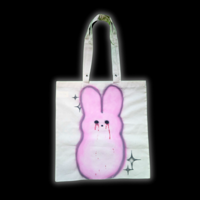 Bleeding bunny canvas tote bag