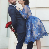 Knee Length Prom Dresses with Sleeves  - Thumbnail 1