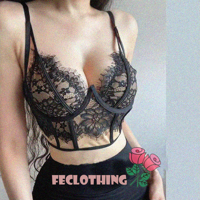 Versatile eyelash lace herringbone steel ring buttoned design camisole - Thumbnail 1