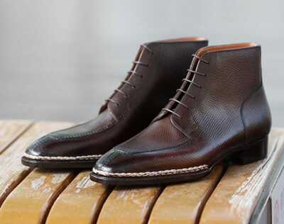 Handmade Decent Choice Brown Cow Leather Polishing Double Stitch Split Lace Up Boot Men Formal Boot