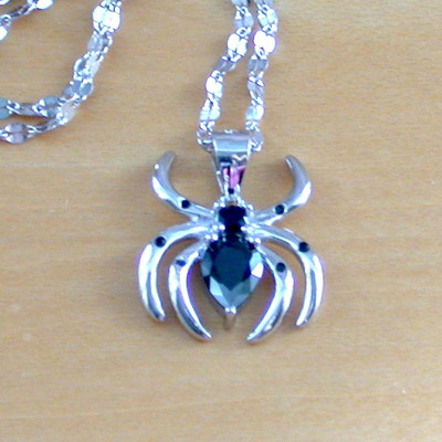 Sterling silver black spider necklace/black cz spider necklace/spider jewellery/spider jewellery/haloween necklace/black spider jewellery/uk - Thumbnail 1