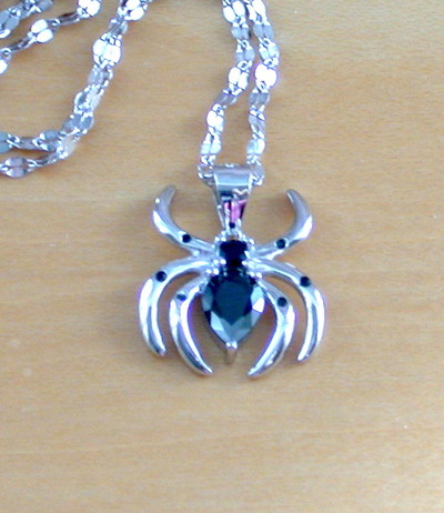 Sterling Silver Black Spider Necklace/Black Cz Spider Necklace/Spider Jewellery/Spider Jewellery/Haloween Necklace/Black Spider Jewellery/UK
