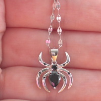 Sterling Silver Black Spider Necklace/Black Cz Spider Necklace/Spider Jewellery/Spider Jewellery/Haloween Necklace/Black Spider Jewellery/UK - Thumbnail 1