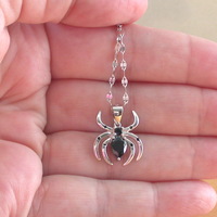 Sterling Silver Black Spider Necklace/Black Cz Spider Necklace/Spider Jewellery/Spider Jewellery/Haloween Necklace/Black Spider Jewellery/UK - Thumbnail 2