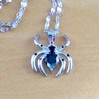 Sterling Silver Black Spider Necklace/Black Cz Spider Necklace/Spider Jewellery/Spider Jewellery/Haloween Necklace/Black Spider Jewellery/UK - Thumbnail 4