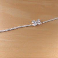 Sterling Silver Cz Butterfly Chain Bracelet/Butterfly Bracelet/7.5 inch Chain Bracelet/Butterfly Jewellery/Butterfly Jewelry/Cz Jewellery/UK - Thumbnail 1