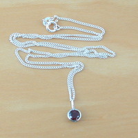 Sterling Silver Garnet Circle Pendant & Chain/Garnet Necklace/Garnet Jewellery/Garnet Jewelry/Gemstone Necklace/January Birthstone/UK - Thumbnail 1