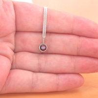 Sterling Silver Garnet Circle Pendant & Chain/Garnet Necklace/Garnet Jewellery/Garnet Jewelry/Gemstone Necklace/January Birthstone/UK - Thumbnail 2