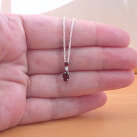 Sterling Silver Garnet & Cz Pendant & Chain/Garnet Necklace/Garnet Jewellery/Garnet Jewelry/Gemstone Necklace/January Birthstone/UK - Thumbnail 3