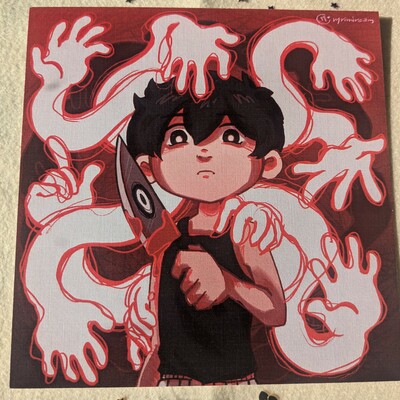 Omori red hands print