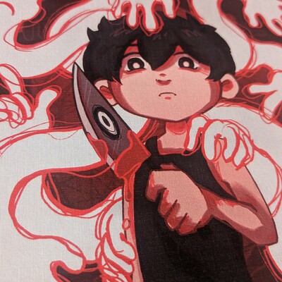 Omori red hands print