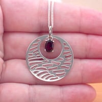 Sterling Silver Garnet Boho Pendant & Chain/Garnet Necklace/Garnet Jewellery/Garnet Jewelry/Gemstone Necklace/January Birthstone/UK - Thumbnail 1