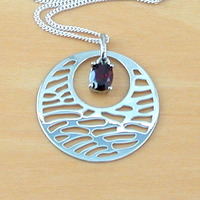 Sterling Silver Garnet Boho Pendant & Chain/Garnet Necklace/Garnet Jewellery/Garnet Jewelry/Gemstone Necklace/January Birthstone/UK - Thumbnail 3