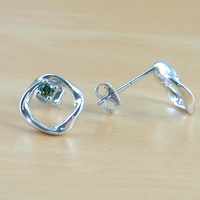 Sterling Silver Peridot Circle Stud Earrings/Peridot Earrings/Peridot Studs/Peridot Jewellery/Peridot Jewelry/Gemstone Earrings/August Birthstone/UK - Thumbnail 2